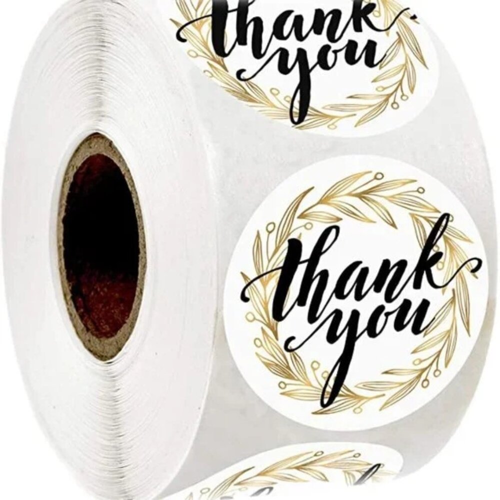 50 PCS Business Thank You Stickers 1.5 " Round Size| Gold Leaf